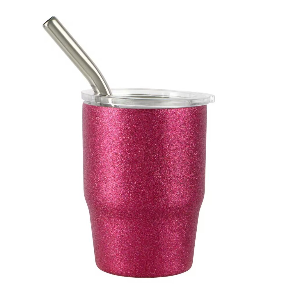 Mini Stainless Steel Insulated Tumbler Pink Glitter NEW